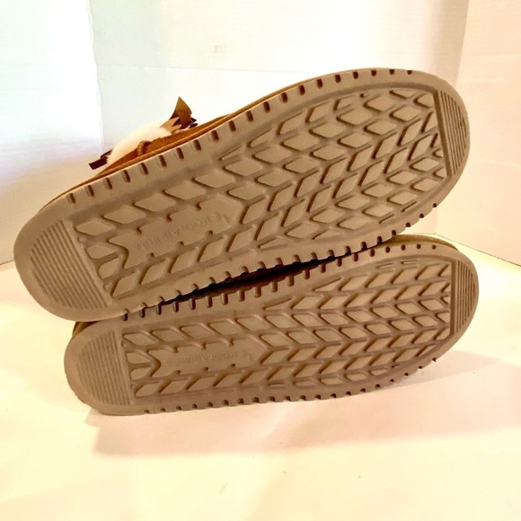 Koolaburra by UGG Tall Boots Chestnut Suede Leather Faux Fur Pom Pom Size 8 - Picture 12 of 13